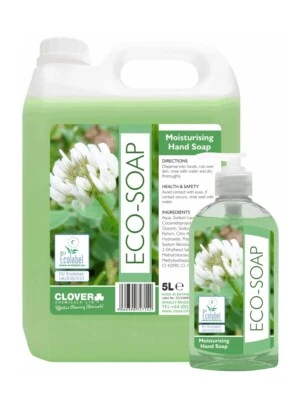 ECO-SOAP Clover Moisturising Hand Natural Fresh Fragrance All Skin 5 LITRE 300ml
