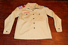 Boy Scouts of America BSA Women's Shirt Tan Medium Glued Patches Short Sleeve