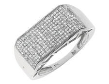 10k White Gold Mens 11mm Round Pave Diamond Fashion Wedding Band Ring 0.90 ct