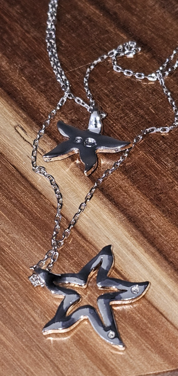 Swarovski Silver Double Strand With Double Star Holly Starfish
