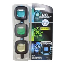 Febreze Unstopables Car Vent Clip, 3-Count Variety Pack, Fresh, Paradise, Breeze