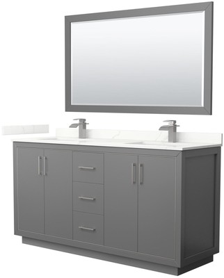 Wyndham Collection WCF111166D-QTZ-UNSM58 Icon 66'' - Dark Gray / Giotto Quartz