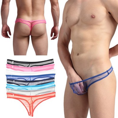 Mens G-String Mesh See-through Underpants Thongs Underwear Panties T-back Briefs