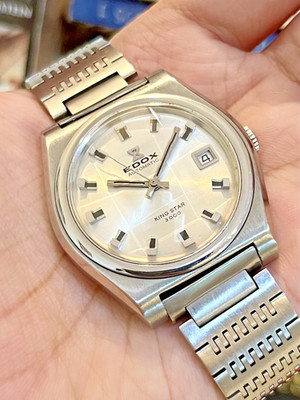 Rare Near Mint Vintage Edox King Star 3000 Automatic Faceted Crystal Men's Watch