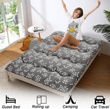 Twin/Full Size Japanese Floor Mattress Potable Tatami Floor Sleeping Pad Gray