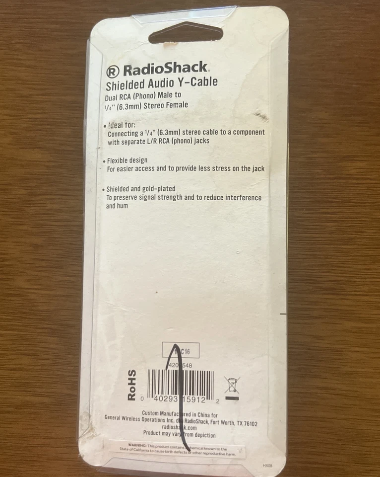 SHIELDED AUDIO Y-CABLE 1/4" (6.33mm) STEREO MALE TO  STEREO FEMALE RCA PHONO - Image 2 of 2