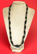 Vintage Spinach Green Hand Knotted Nephrite Jade Necklace, 30" Long