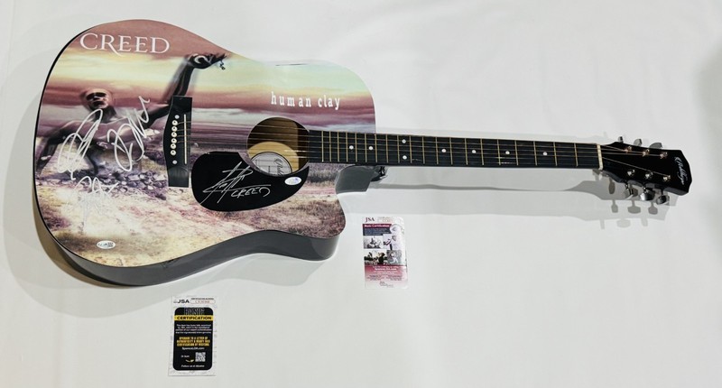 CREED SIGNED HUMAN CLAY ACOUSTIC GUITAR STAPP PHILLIPS TREMONTI MARSHALL JSA COA
