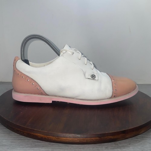 G/FORE Cap Toe Gallivanter Ladies Golf Shoes Size 8 White Pink Patent Leather