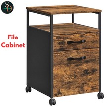File Cabinet Under Desk Storage Unit Rolling Office Filing Cabinet Retro VASAGLE