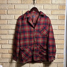 Vintage 60s 70s Pendleton Virgin Wool Plaid Shirt Jacket Blazer Men  s Small