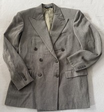 Polo Ralph Lauren Double Breasted Unionmade Deep Lapel Gray Blazer 42L VTG 90s