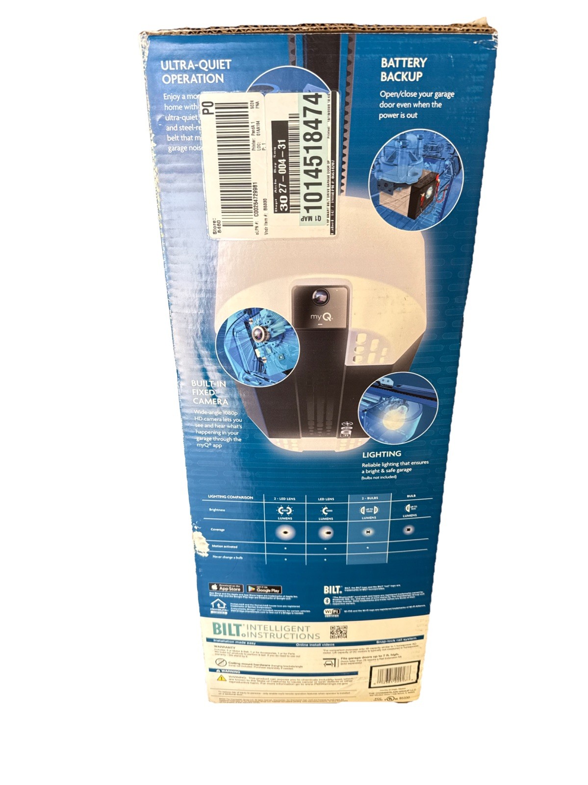 1 HP Smart Belt Drive Garage Door Opener with Battery Backup, Camera MSRP $289