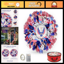 24-Inch Patriotic Wreath for Front Door - 250th Anniversary 4th of July Decor, R