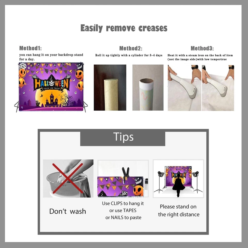 LTLYH 7x5ft Halloween Trick or Treat Backdrop Banner - Spooky 5x7ft, purple - Image 2 of 4