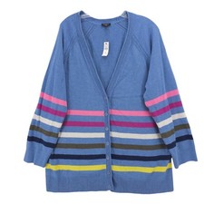 NWT TALBOTS Blue Striped Cardigan Cotton Rayon Blend Size 2X