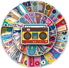 50 Colorful Radio Stickers Pack for Kids Adults Teens - Waterproof