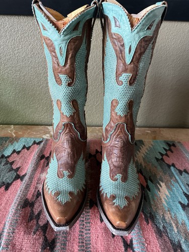 Old Gringo Iron Eagle Brown & Aqua  w/ Silver Studs 9 NIB L1276-4 EXTREMELY RARE