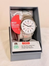Timex Men  s Indiglo Expansion Band Watch White Dial Day Date New