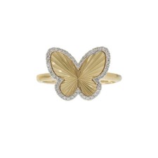 14KT Yellow Gold and Diamond Butterfly Ring