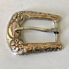 Vintage 5/8  Silver Floral Hand Engraved Mexico Belt Buckle 21.93g SB57 