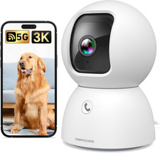 5G Pet Camera Indoor with Phone App, 3K Cat Dog Cameras with Speaker, Pan-Tilt W