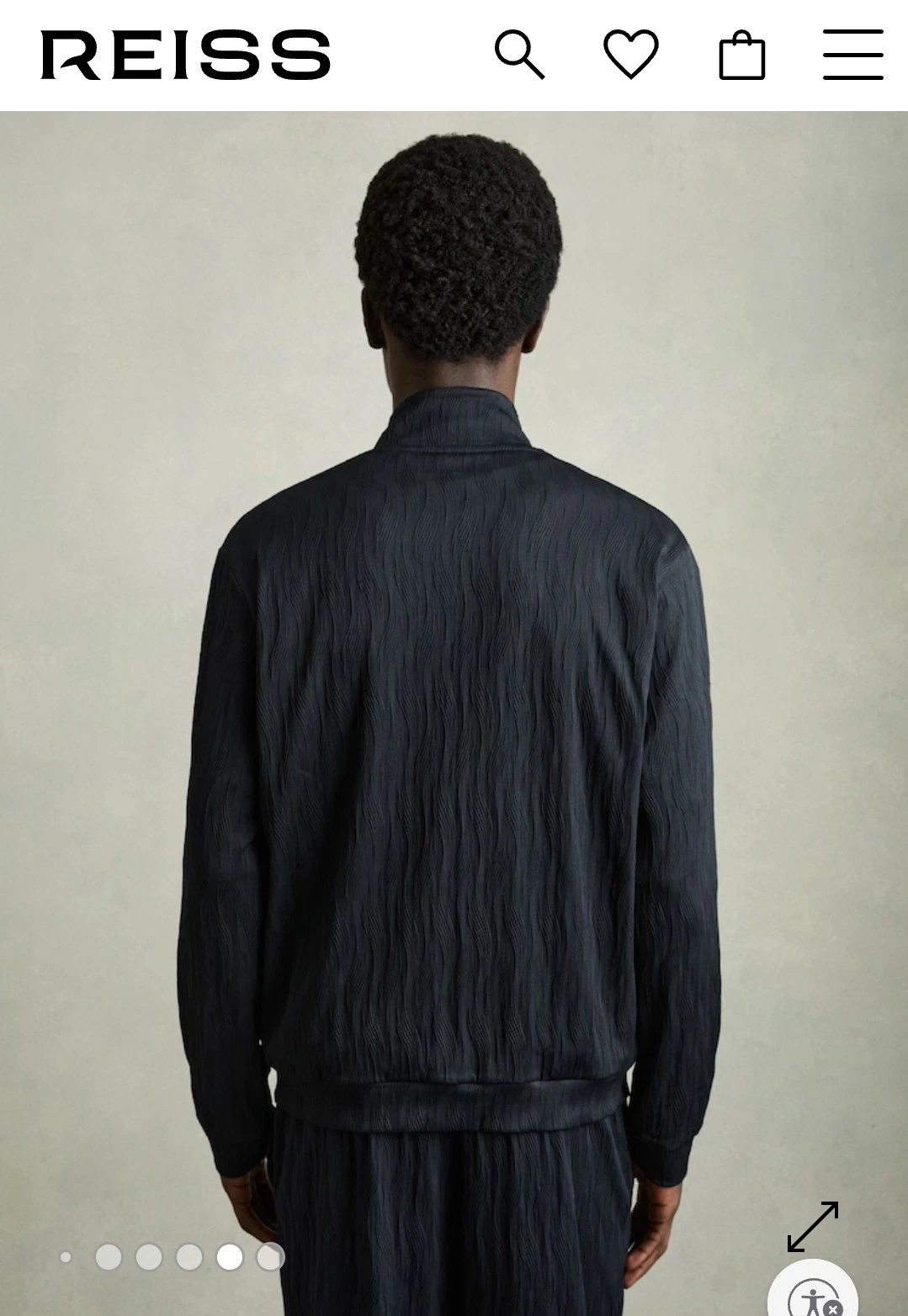 Reiss Men's AkselWave-Jacquard Zip-Through Jacket Navy Medium - NWT - RN114836 - product detail image 4