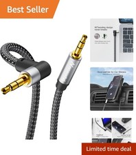 6ft Nylon Braided AUX Cord with 90 Degree Right Angle Connector for Devices