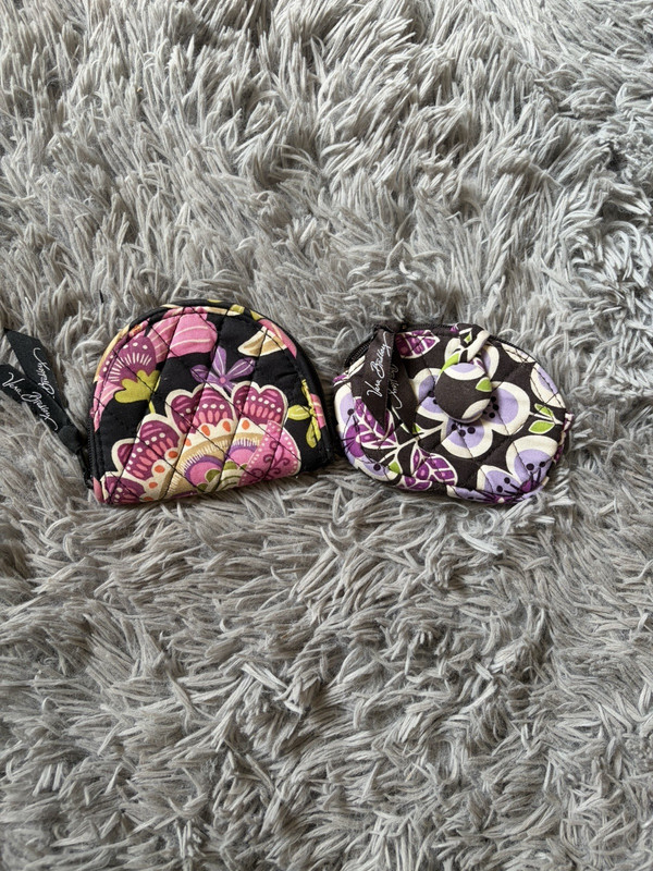 2 Vera Bradley Fabric  Multicolor Quilted Zipper Pouches. Coins , pills ,jewelry