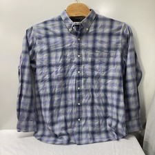 Peter Millar Mens XL Blue Grey Plaid Cotton Button Down Shirt MF18W74CVL