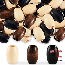 60 Pcs Large Hole Wooden Beads 30 x 20 mm Macrame Loose Wood Multicolor