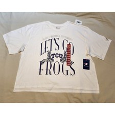Champion Texas Christian University TCU Frogs White Graphic Crop Top T-Shirt XL
