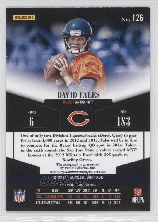 2014 Panini Elite Turn of the Century Signatures /25 David Fales Rookie Auto RC - Image 2 of 2