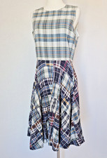 Polo Ralph Lauren Plaid Madras Patchwork Fit Flare Dress Sleeveless Cotton Sz.8