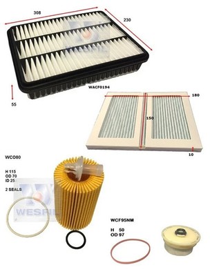 WESFIL OIL AIR FUEL FILTER KIT FOR TOYOTA LANDCRUISER VDJ78 VDJ79 4.5L 1VD-FTV