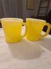 Vintage Yellow Fire-King Milk Glass Mug Anchor Hocking #7 #29 Lot Of 2 D Handle