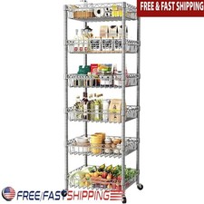 Adjustable Metal Storage Shelves Wheeled Heavy Duty Wire Shelving Unit New