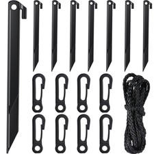 12 Sets Inflatable Stakes Tethers 8 Pegs 8 Hooks Rope Ground Anchors Lawn