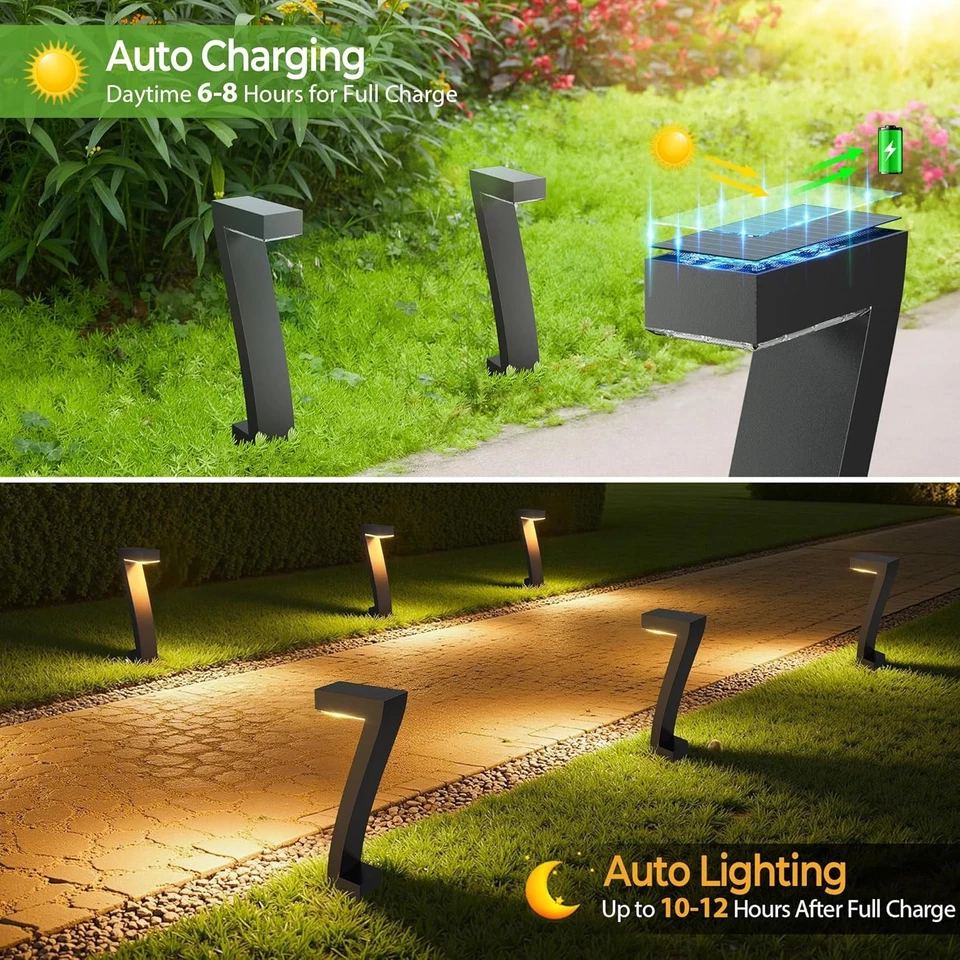 4 Pack Solar Garden Lights Outdoor Waterproof Landscape LED Lights Pathway Yard - Image 4 of 4