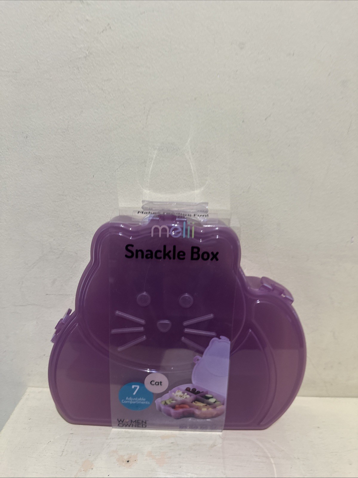 Melii Snackle Box Purple  Cat Shaped Snack Box 7 Adustable Compartments
