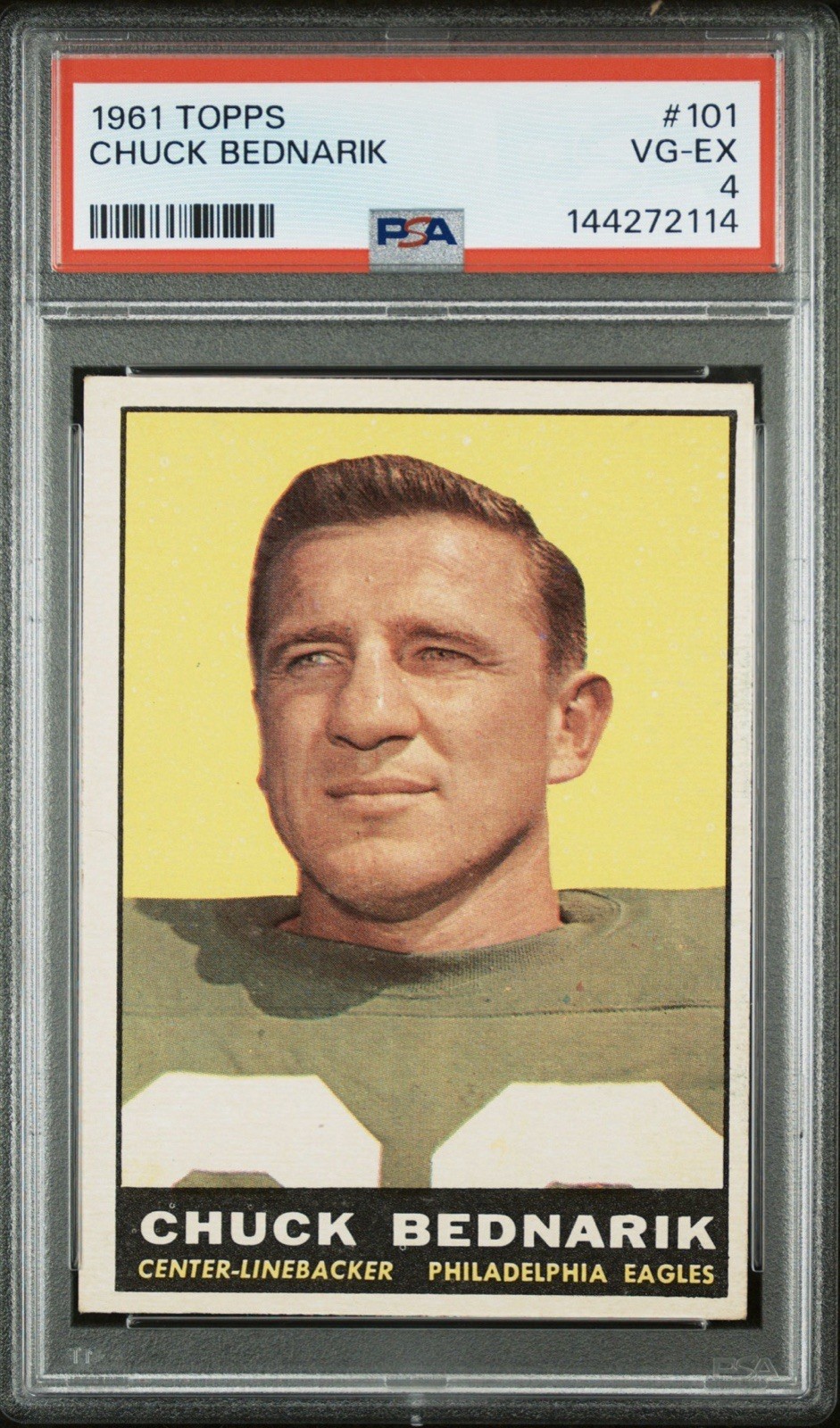 1961 Topps #101 Chuck Bednarik Eagles Legend Well Centered PSA 4 VG-EX POP 20! view 1