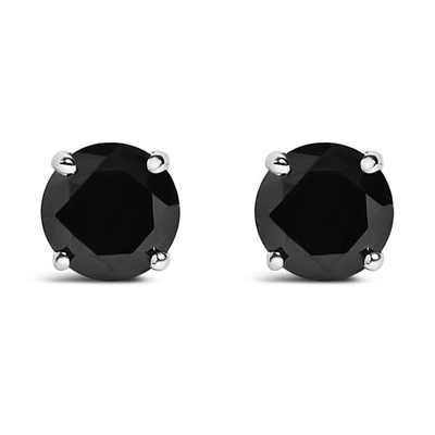 .925 Sterlingsilber 3/4 cttw schwarzer Diamant Solitär Ohrstecker