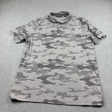 Travis Mathew Polo Shirt Mens 2XL XXL Gray Camo Skywind Golf Performance Logo