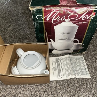 Mrs Tea by Mr Coffee HTM1 Hot Tea Maker 6 Cup -30oz ceramic pot White Vintage