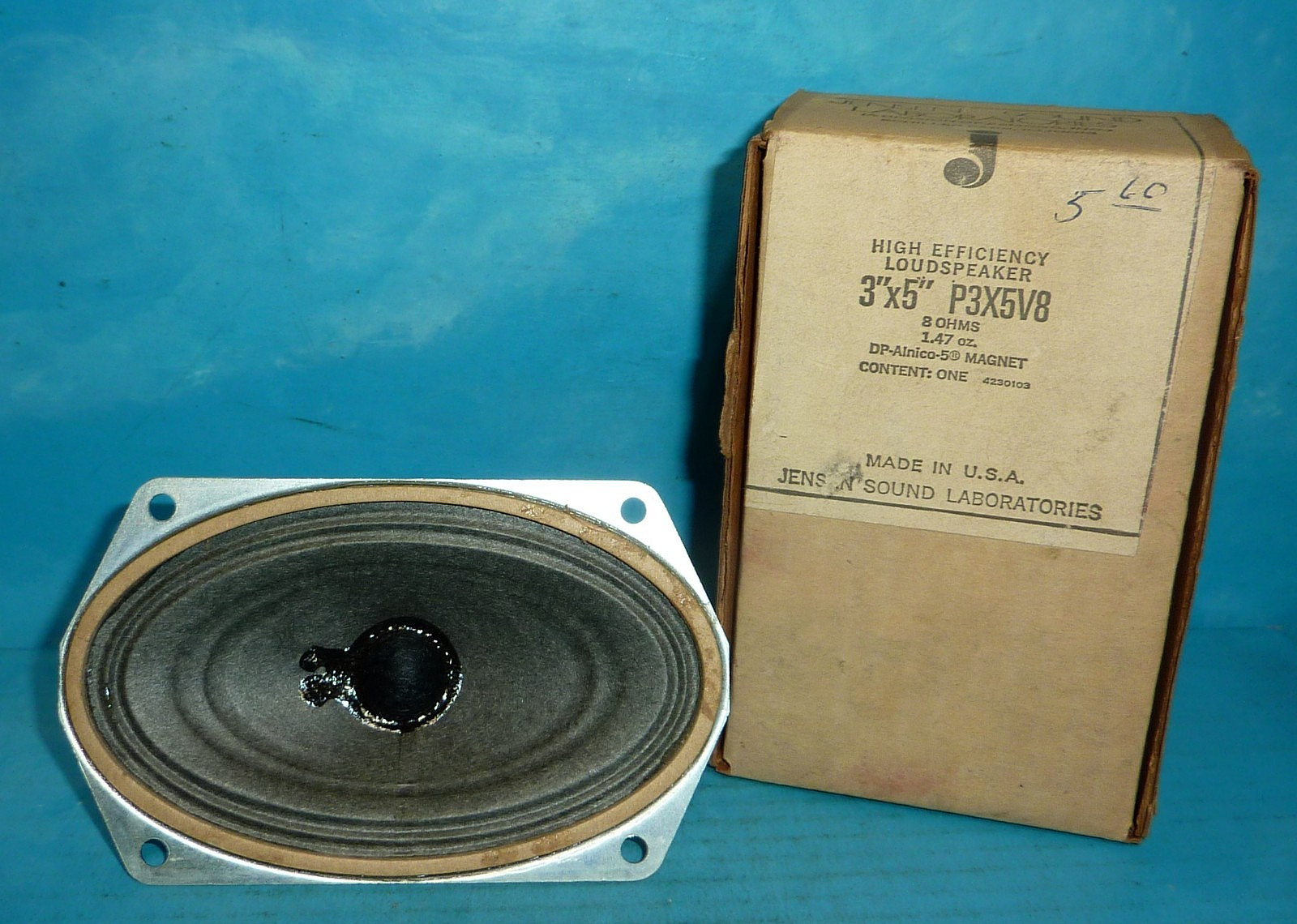 Jensen P3X5V8 High Efficiency Loudspeaker 3x5in 8 Ohms NOS/NIB