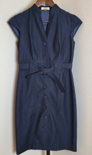 Calvin Klein Button Front Cap Sleeveless Dress Self Tie Belt Waist 27