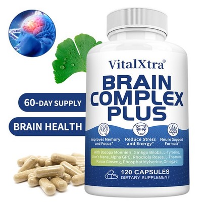 Brain Complex Plus Supplements Stress Energy Neuro Support Formula 120 Capsules