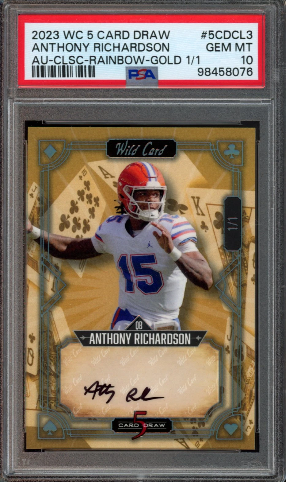 Anthony Richardson Wild Card 5 Card Draw Autographs #5CDCL3 Classic Blue Green Foil