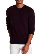 Vince XL Birdseye Raglan Wool Blend Burgundy Crewneck Sweater Ribbed Cuffs Hem