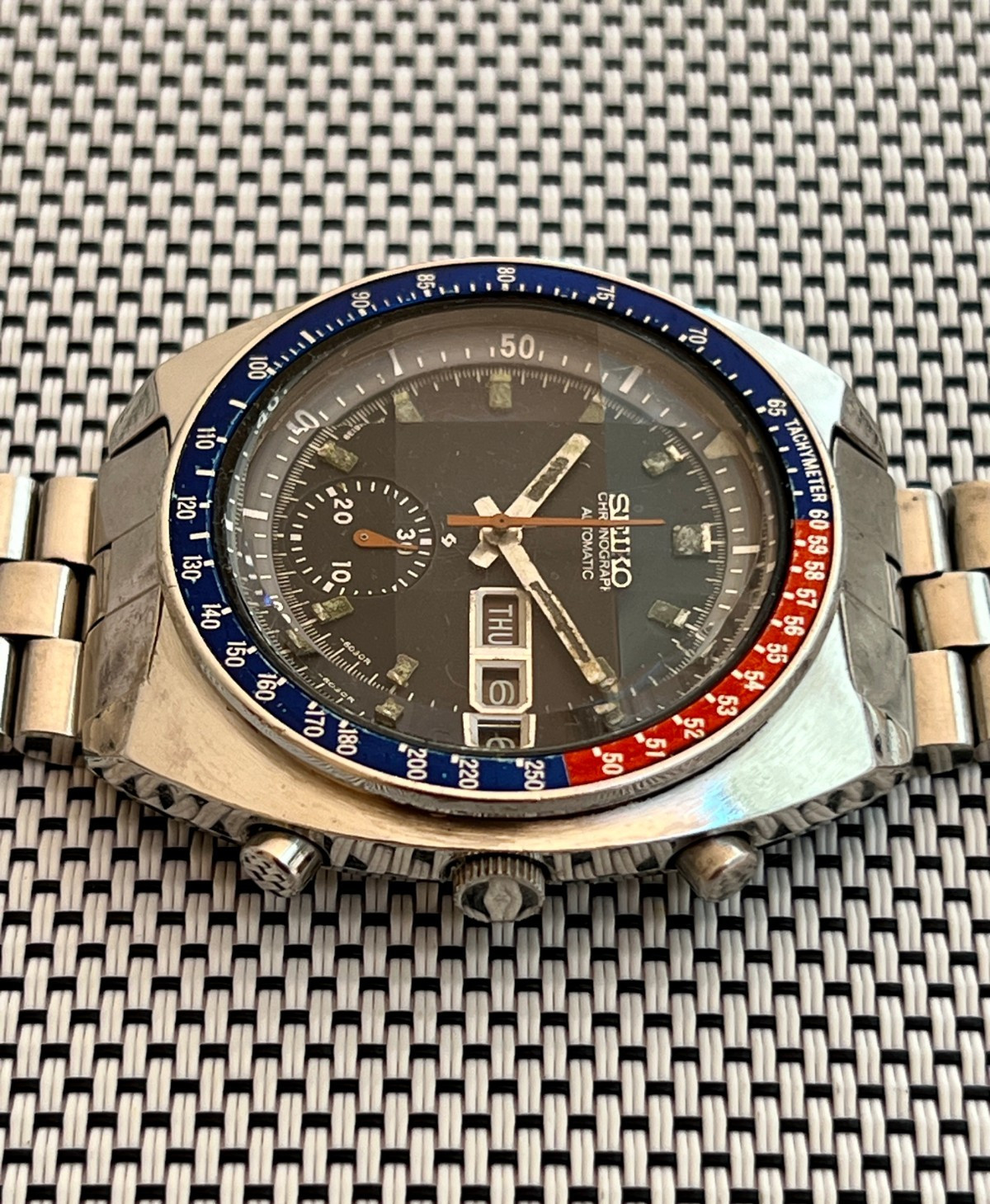 SEIKO 6139-6002 Automatic Chronograph Watch Men's Blue Dial Vintage POGUE image 3